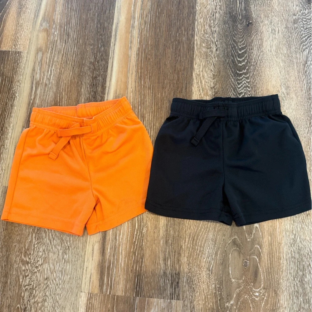 Carter’s Toddler Boys Mesh Shorts in Bright Orange and Black Size 2T